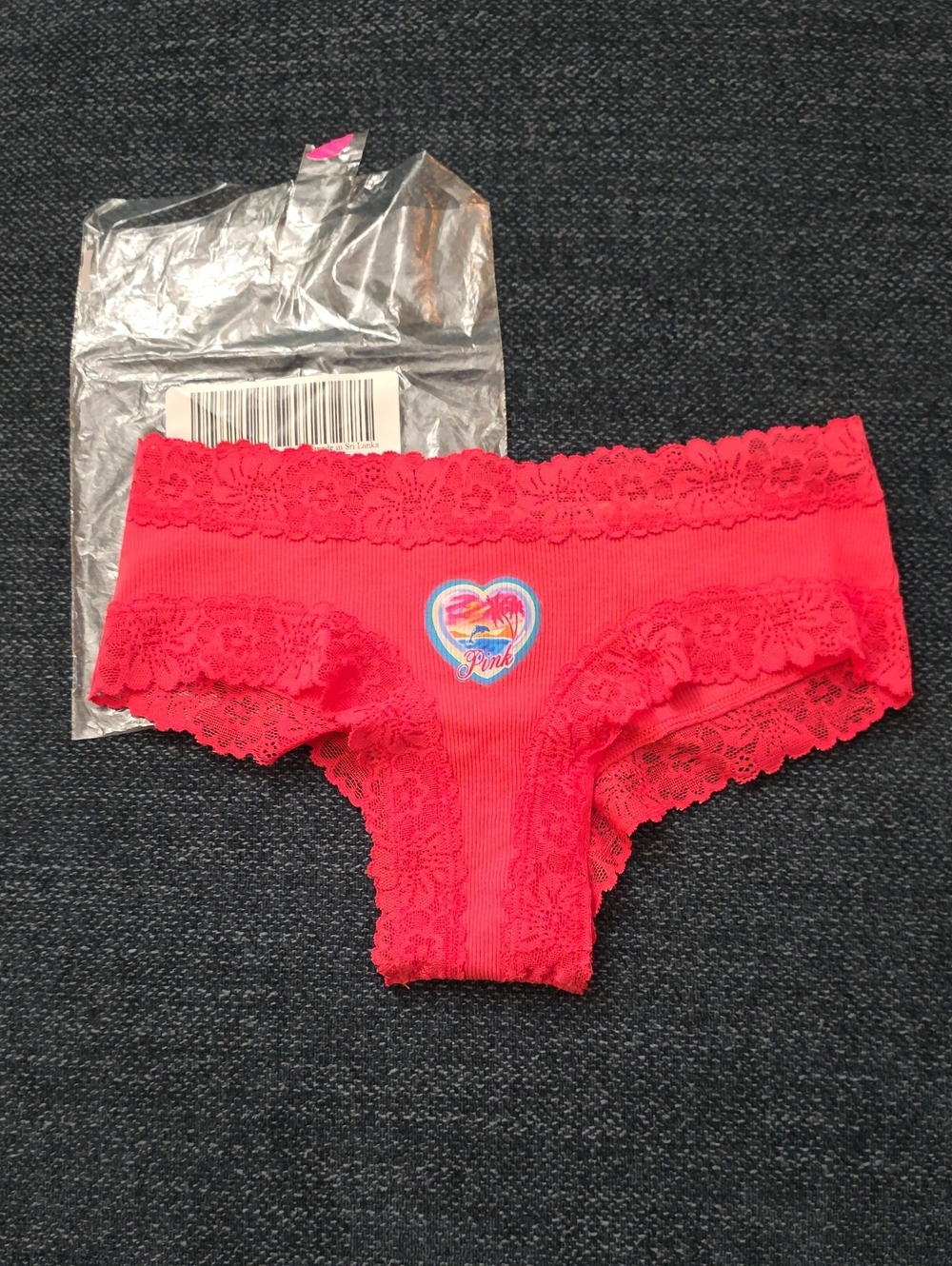 Victoria's Secret PINK Hot Pink Lace Trim Cheeky Panties